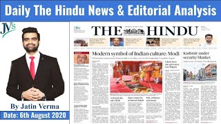 6th August 2020: Daily The Hindu News & Editorial Analysis by Jatin Verma