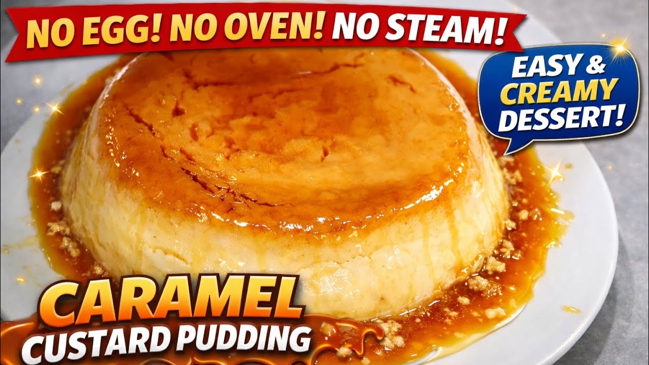 Easy Caramel Custard Without Egg Oven or Steam | Smooth Milk Dessert #caramelcustardpudding