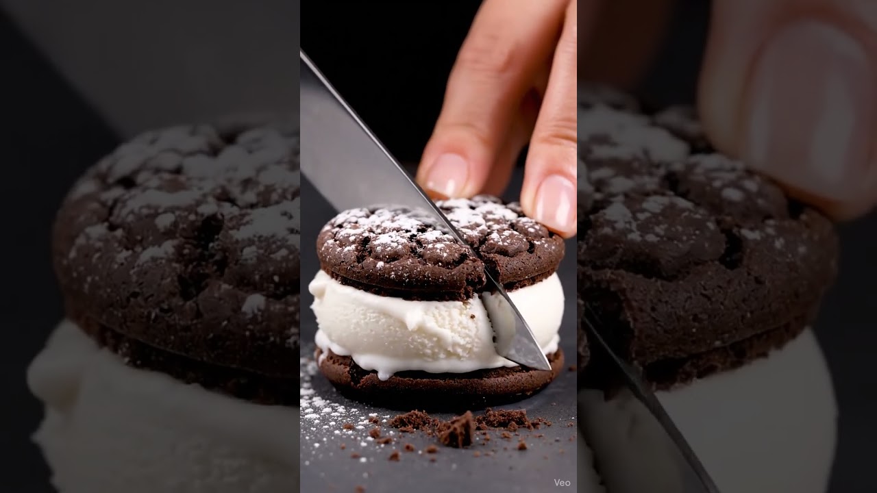 🍨 Slicing a Mini Ice Cream Sandwich in Macro ASMR | Cold, Creamy & Satisfying 