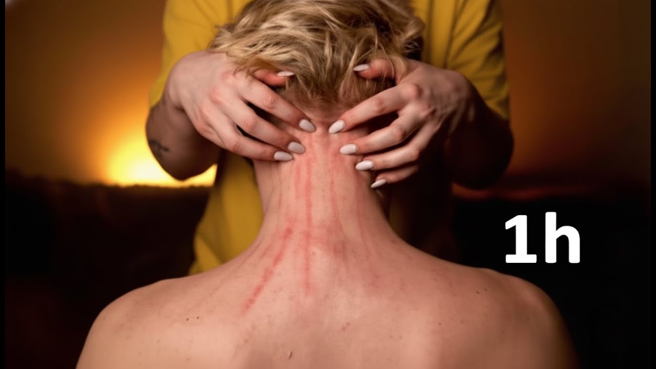 One hour of intense Gua Sha therapy leaving prominent red marks on the neck and shoulders