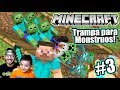 Trampa de Creepers y Zombies en Minecraft | Atrapamos a Monstruos | Juegos Karim Juega