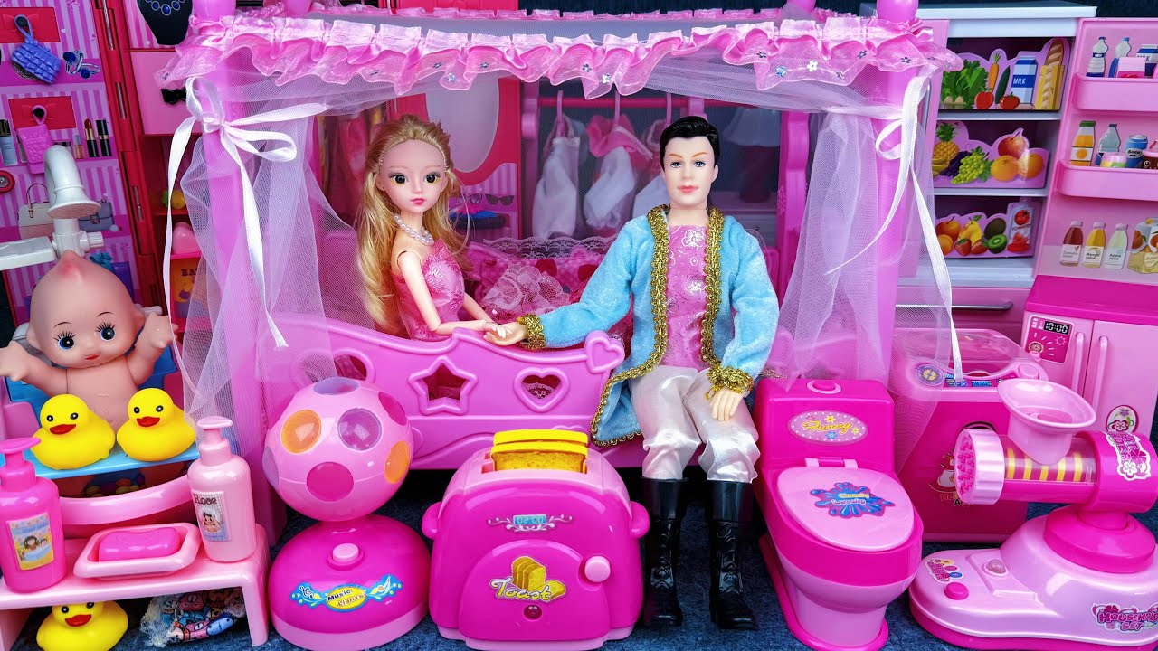 13 Minutes Satisfying with Unboxing Barbie Princess Bedroom Dress Up Collection Toys Review | ASMR