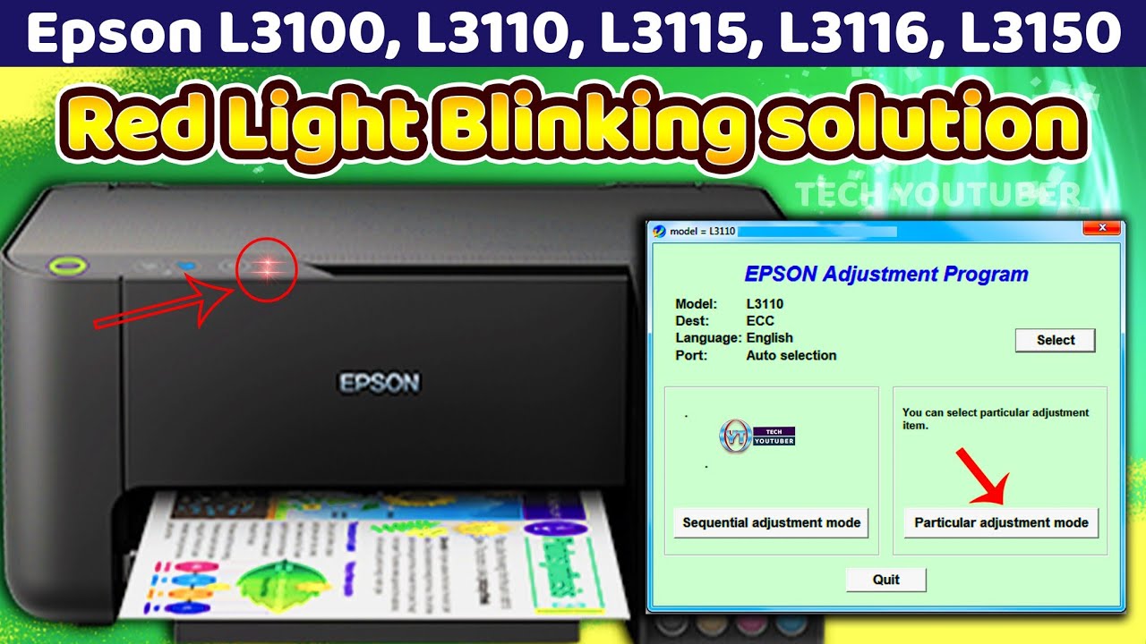 epson l3110 red light blinking solution epson l3110 ink pad is at the end of its service