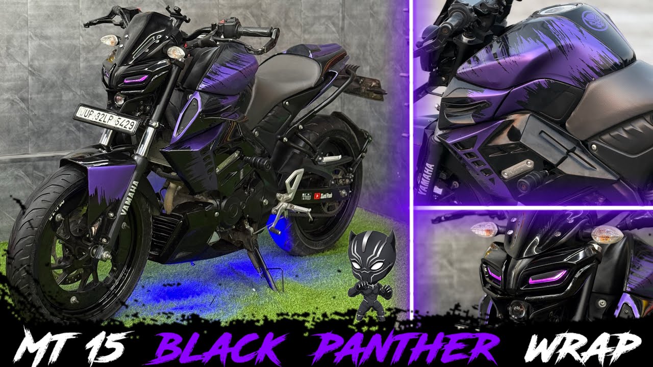 Mt15 black panther wrap 🔥Mt15 purple colour | mt15 underbelly,side panel,wings,DRL,seat cowl