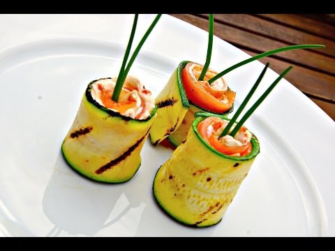 Grilled Zucchini And Smoked Salmon Rolls Zucchini Video Recipe Appetizer-11-08-2015