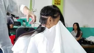 School girl unwanted barber hair cut ✂️