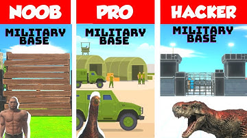 NOOB vs PRO vs HACKER  -  MILITARY BASE BUILD CHALLENGE in Animal Revolt Battle Simulator