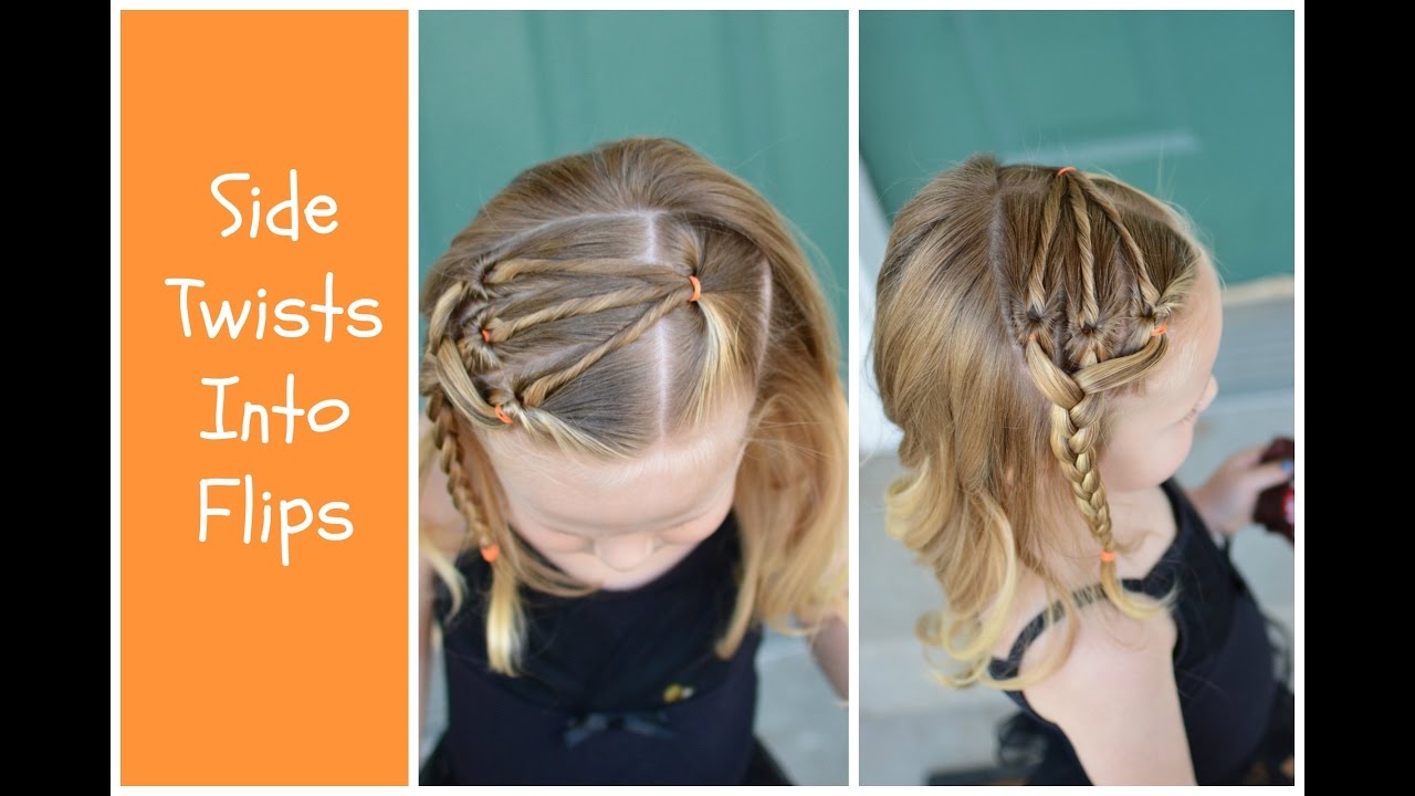 Side Twists Into Flips Toddler Hairstyle