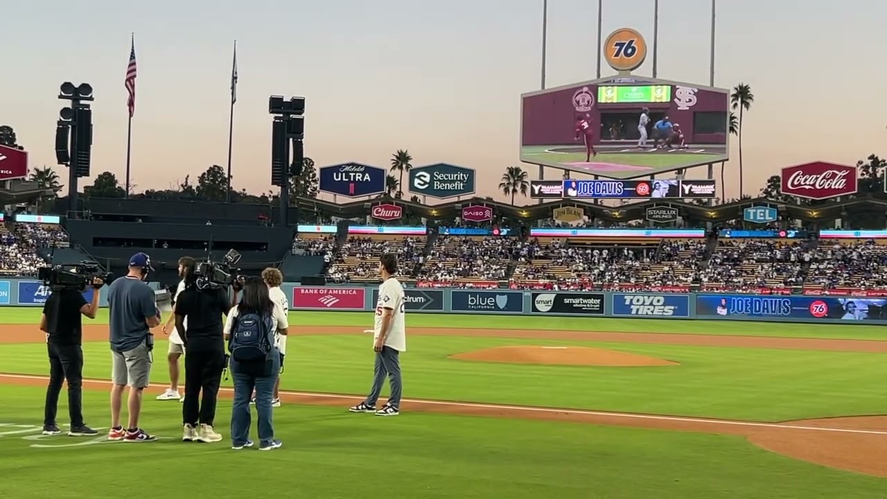 Cam Leiter introduced at Dodger Stadium 