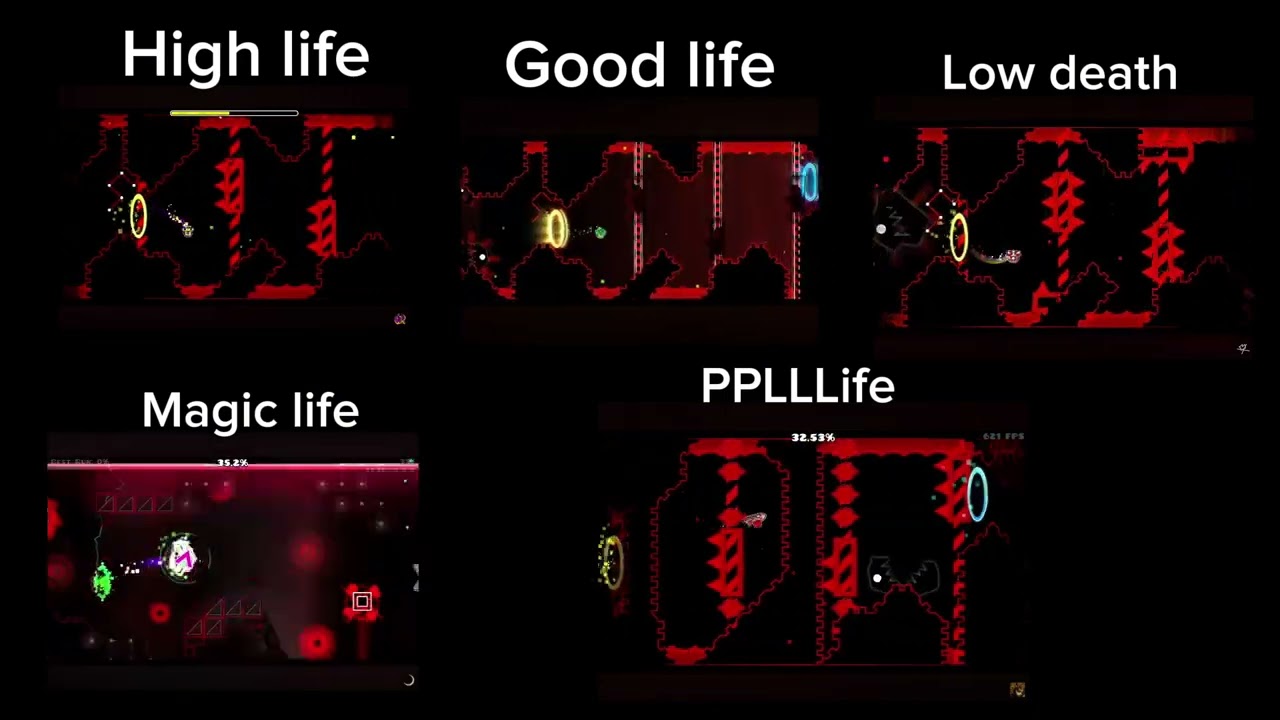 High life vs low death vs good life vs magic life vs PPLLLife Geometry Dash
