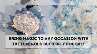 Artificial Butterfly Bouquet Material Kit - DIY Handmade Butterfly Flower Bouquets with LED Light