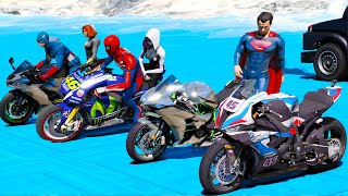 Sport-Bikes mini parkour Pacific Bluffs Spiderman team Superman team Captain America team GTA V mod