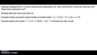 Yhtälöt1Ongelmastayhtälöryhmään1