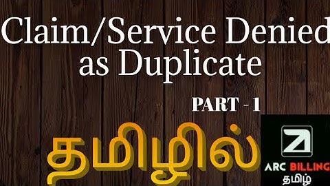 Claim denied as duplicate PART - 1 in Tamil | Ar Training | Denial management | Explained in Tamil |