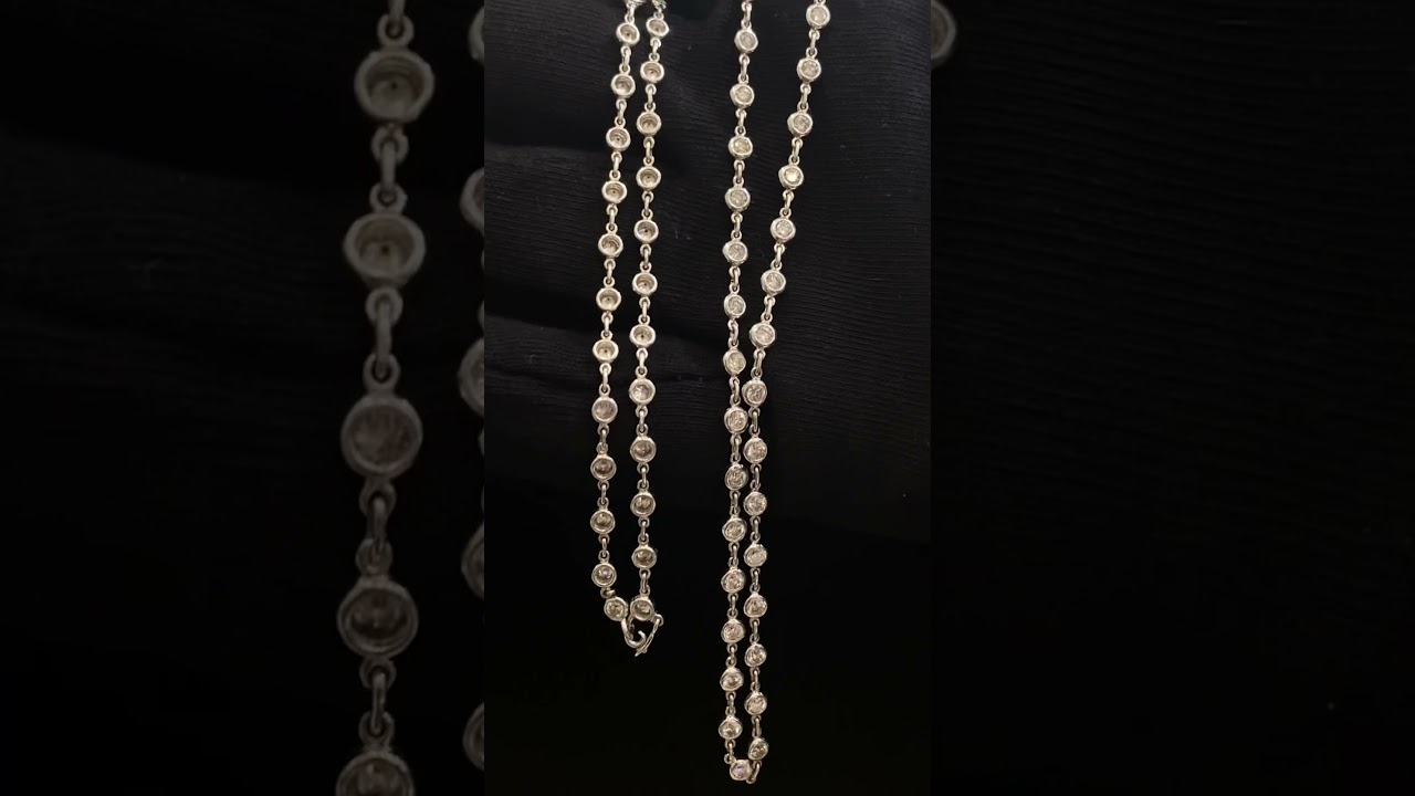 Beautiful 22" 4.75 Carats Round Brilliant Cut Diamonds By The Yard Necklace In Certified 18K Gold