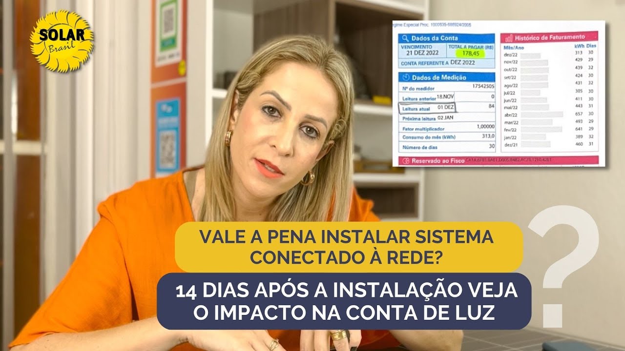 Vale a pena instalar sistema conectado à rede? 14 dias após a instalação... economizamos? ☀️ - YouTube