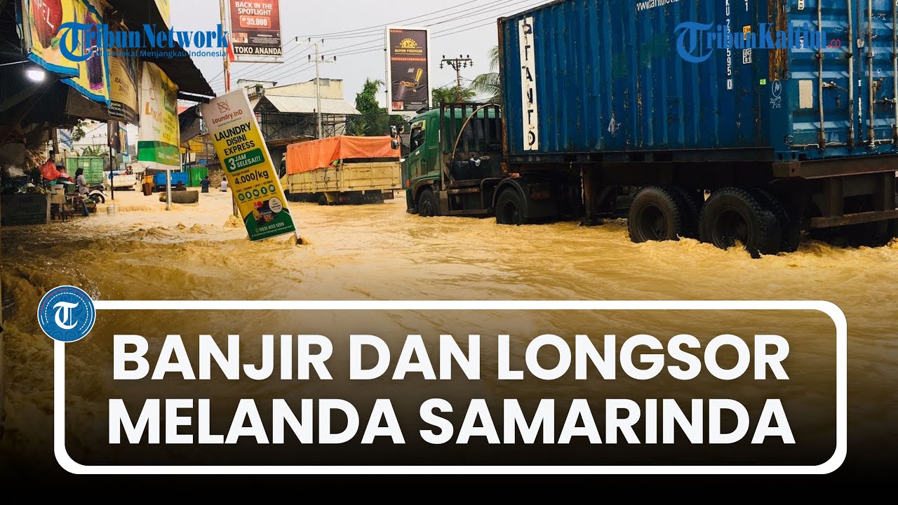 Сильный ливень и сильный ветер обрушились на Самаринду, что привело к наводнению и оползням