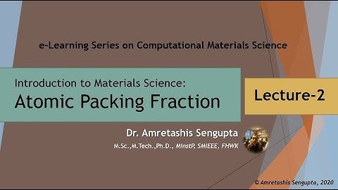 Introduction to Materials Science Lecture-2: Atomic Packing Fraction