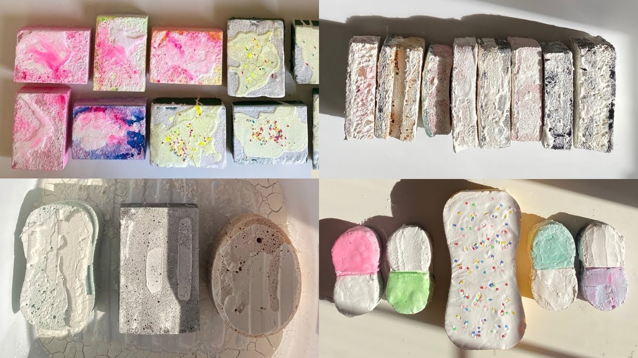 ASMR bulk dry sponge ripping edited compilation - crispy powdery foam sounds