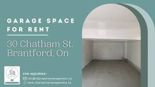Garage Space for Rent 30 Chatham St. Brantford