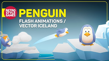 Penguin Flash Animations and Vector Iceland Elements for iOS game