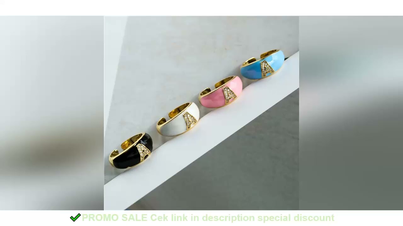 HECHENG,New Fashion Enamal CZ Initials Alphabet Diy Name Rings For Women Classic Jewelry Engagement