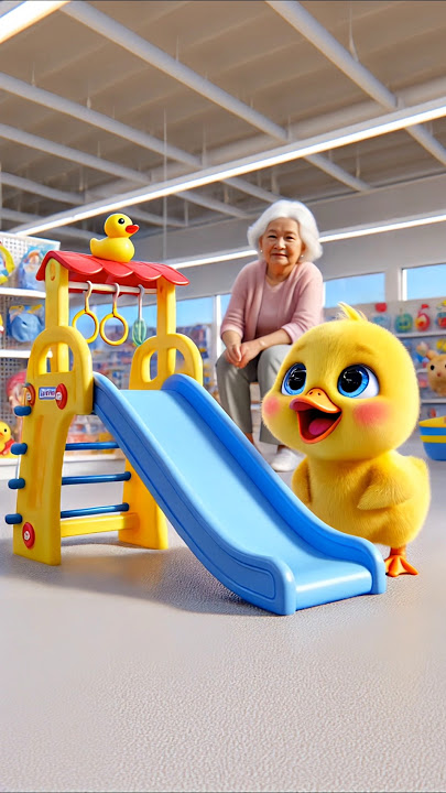 Duckling's Slide Surprise!#shorts #duck #cute #cuteanimals