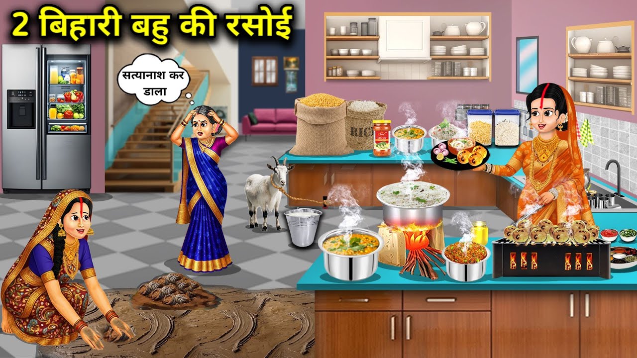 2 बिहारी बहु की रसोई||2 Bihari Bahu's Kitchen||Hindi cartoon stories 
