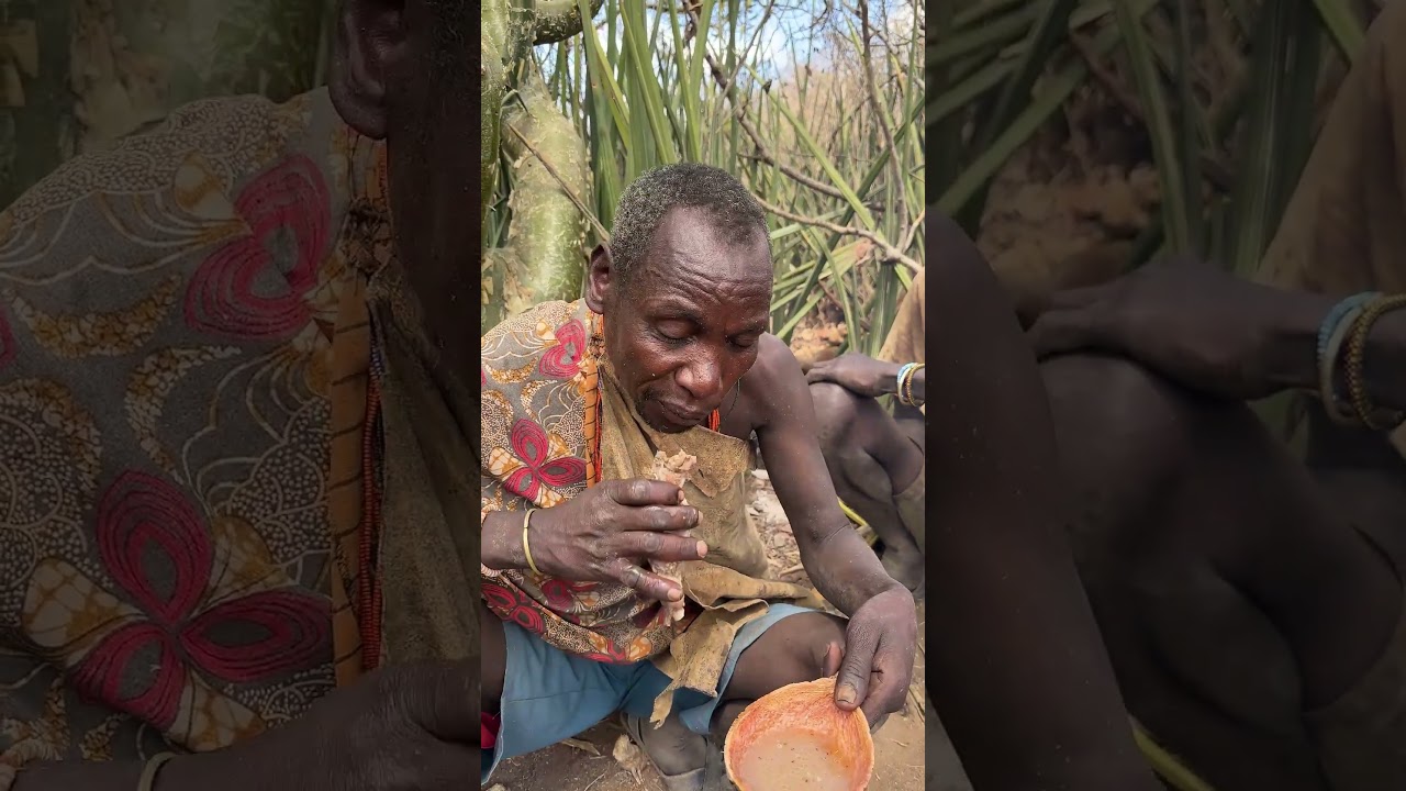 Hadzabe tribe bushmen still live ancient old lifestyle in the forest, simple life can be happy life