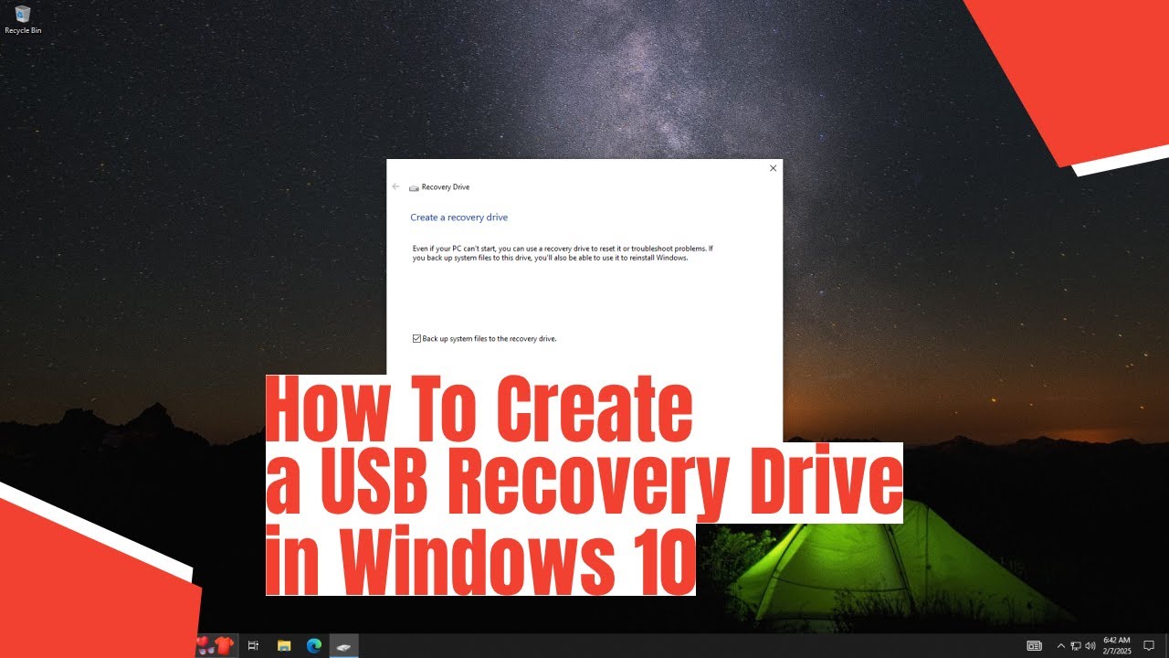How To Create a USB Recovery Drive in Windows 10 - YouTube
