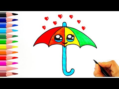 Şemsiye Nasıl Çizilir? - How To Draw an Umbrella Easy - Drawing for kids - Çocuklar için Kolay Çizim