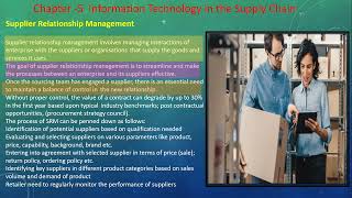 Supplier Relationship Management Chapter  5  Information Technology in the Supply Chain