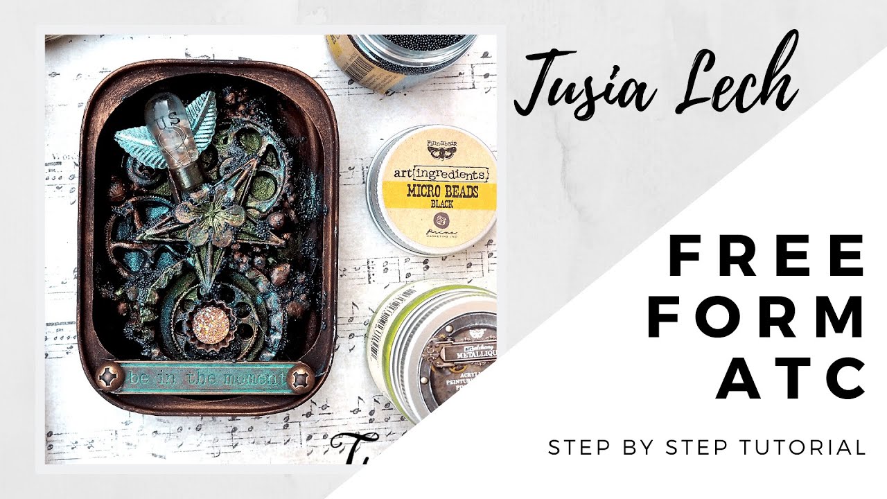 Finnabair YouTube hop - Mixed-media tutorial - Free form ATC - step-by-step tutorial