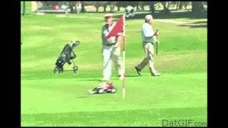 GIF meets music - Golfer smashs RC car