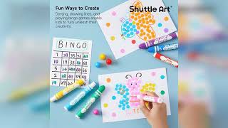 Overview: Shuttle Art 60 Pack Dot Markers, 12 Colors x 5 Sets Washable Bingo Daubers, Fun Art Su...