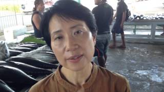 GEF CEO Naoko Ishii at Tuna Fish market in Apia, Samoa
