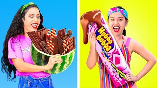REAL FOOD VS CHOCOLATE FOOD! || Food Challenge With Chocolate by 123 Go! Gold
