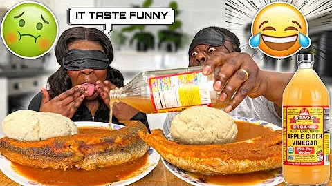 APPLE CIDER VINEGAR BLINDFOLD PRANK ON MY DAUGHTER 🤣*BAD IDEA* FUFU & PEPPER SOUP MUKBANG