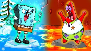 Hot vs Cold Challenge - Cold Spongebob vs Hot Patrick | Spongebob Life (Animation)