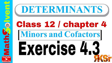 Ex 4.3 class 12 maths Determinants Chapter 4 | Minors and Cofactors determinants | By RK Sir