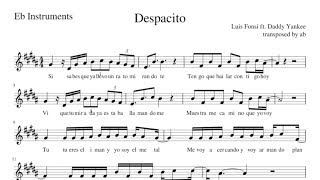 "Despacito" - Luis Fonsi feat. Daddy Yankee Alto Sax Cover | Sheet Music PDF | Lyrics chords