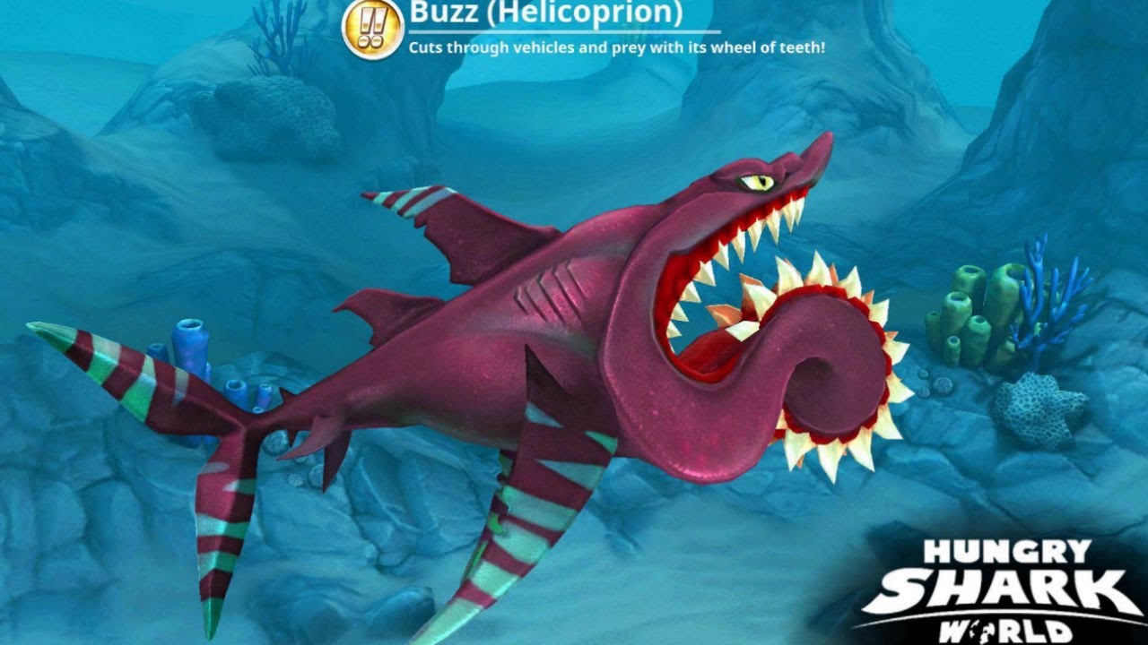 Hungry Shark World Buzz Helicoprion New Shark Gameplay Youtube