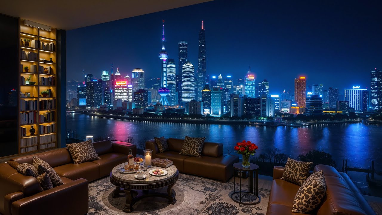 Shanghai Night Jazz | Cozy Riverside Apartment with Smooth Jazz Instrumental Music for Relax & Focus