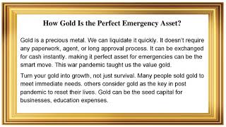 How War Pandemic Taught Us The Value of Gold