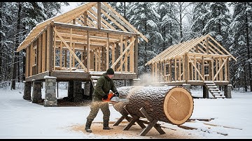 One Year Alone – Man Builds His Dream Log Home in the Woods Start to Finish