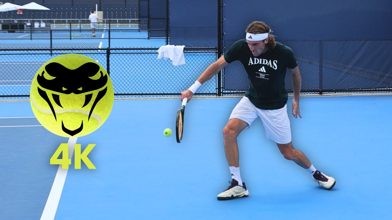 Stéfanos Tsitsipás One-Handed Backhand in Slow Motion 4K | Pure Technique