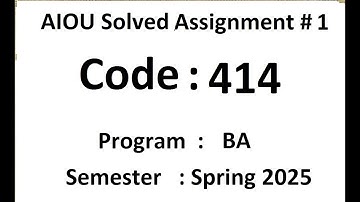 AIOU Solved assignment No 1 code 414  Spring 2025