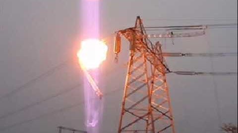 Overhead power line: explosive detonation of implosive 
