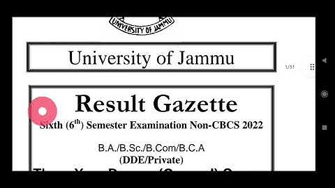 JAMMU UNIVERSITY|| UG SEM 6TH RESULTS OUT
