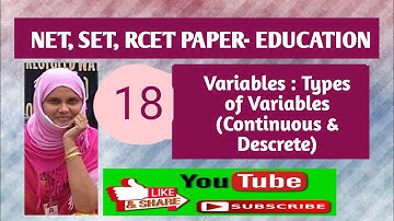 Descrete & Continuous Variables || Types of Variables || Research in Education || ALL NET SET RCET